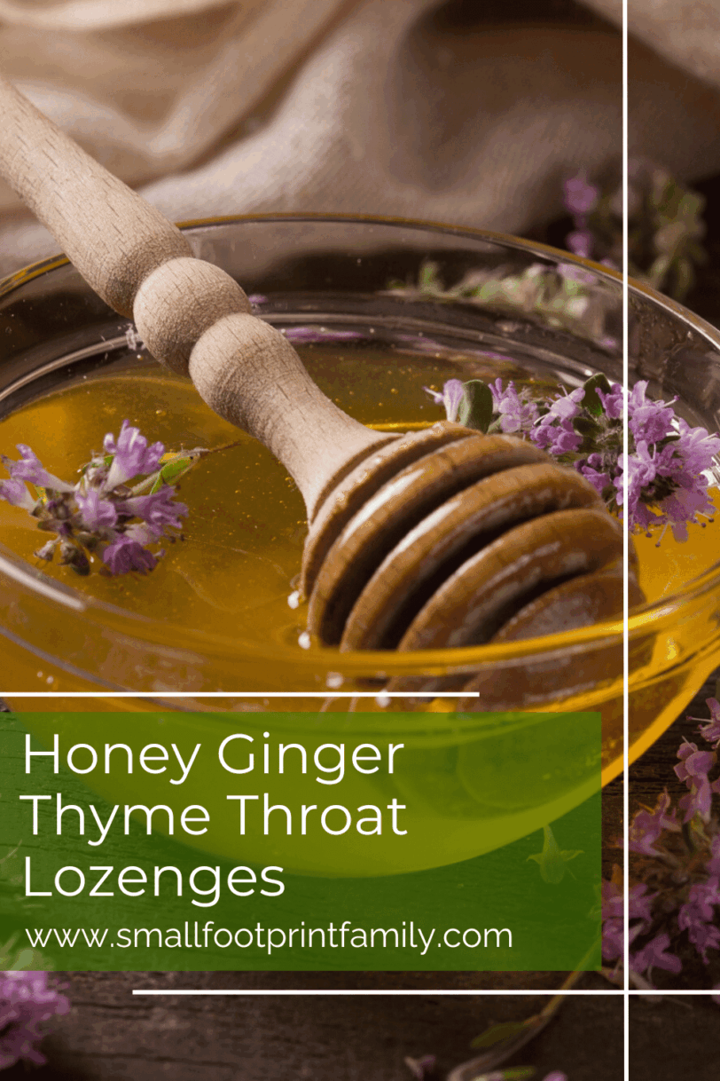 purple thyme blossoms floating on a dish of honey