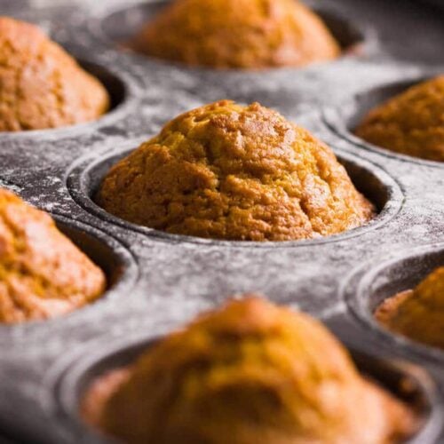 pumpkin muffins in a muffin tin