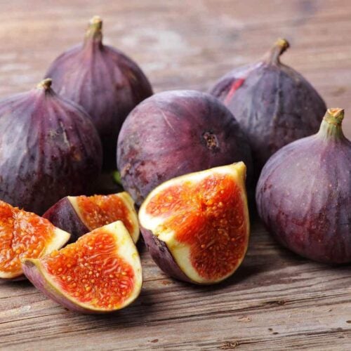 fresh figs on a wooden table