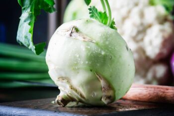 green kohlrabi bulb on a table