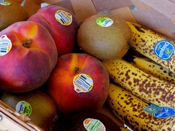 PLU stickers on fruit