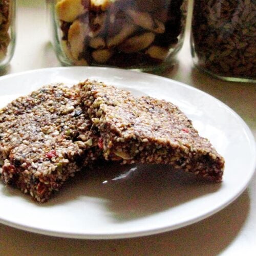 raw energy bars on a white plate
