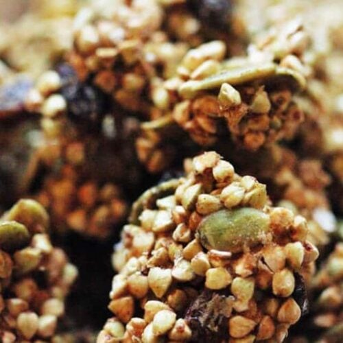 nuggets of sprouted buckwheat granola in a bowl