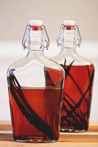 homemade vanilla extract in bottles